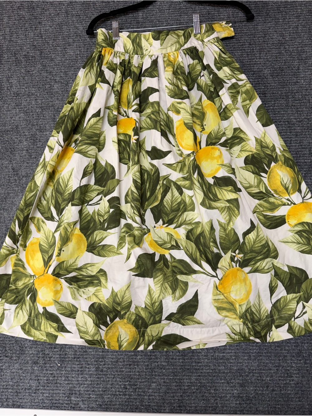 H&M Lemon Print A-Line Skirt in Yellow & Green boho vaca